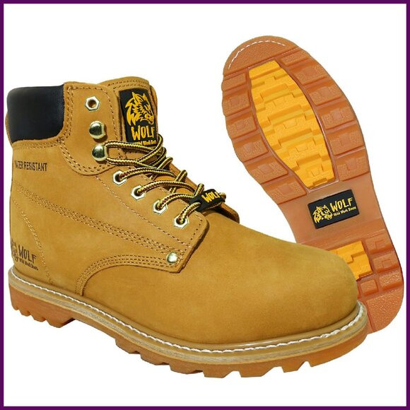 Genuine Leather Work Boots Oil Slip Resistant Safety Construction